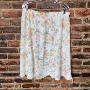 Sharon Anthony Vintage Cream Flower Pull-On Midi Skirt Women's Size 18W